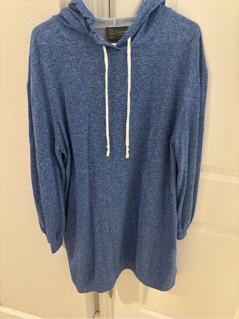 Anthropologie Heathered Blue Crewneck Hoodie Sweater